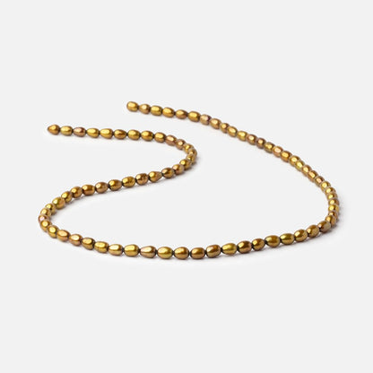 5x4mm Lemongrass Green Straight Drilled Oval Pearls 15 inch 80 pieces