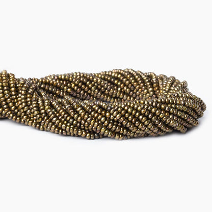 3mm Brass Green Center Drilled Button Pearls, 15 inch, 189 pieces