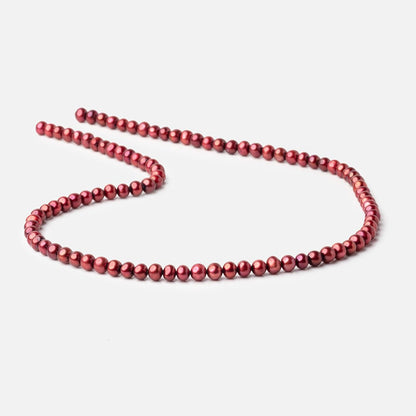 5x4mm Berry Red Off Round Freshwater Pearls 15 inch 98 pieces
