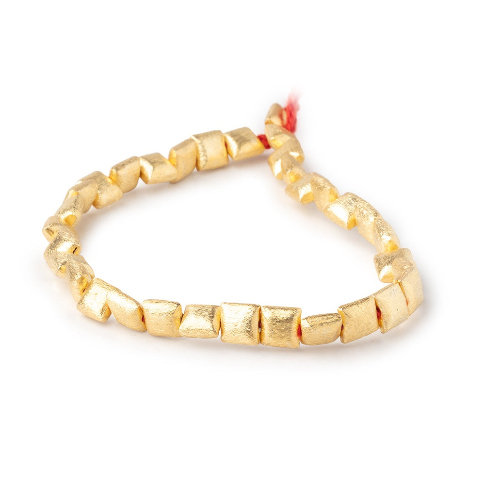 6mm 22kt Gold plated Brushed Square Beads 8 inch 32 pieces