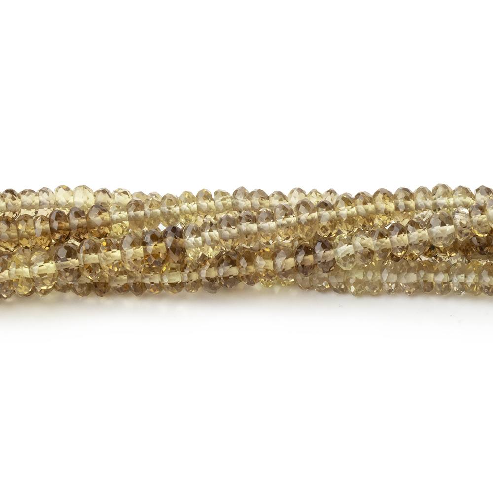 3.5mm Bi-Color Quartz Faceted Rondelle 15.5 Inch 230 Beads