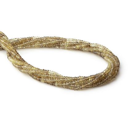 3.5mm Bi-Color Quartz Faceted Rondelle 15.5 Inch 230 Beads