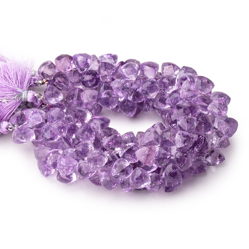 8mm Pink Amethyst Top Drilled Faceted Trillion Beads 8 inch 60 pieces