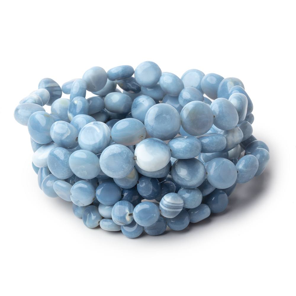 4-10mm Light Owyhee Denim Opal Plain Coin Beads 16 inch 52 pieces