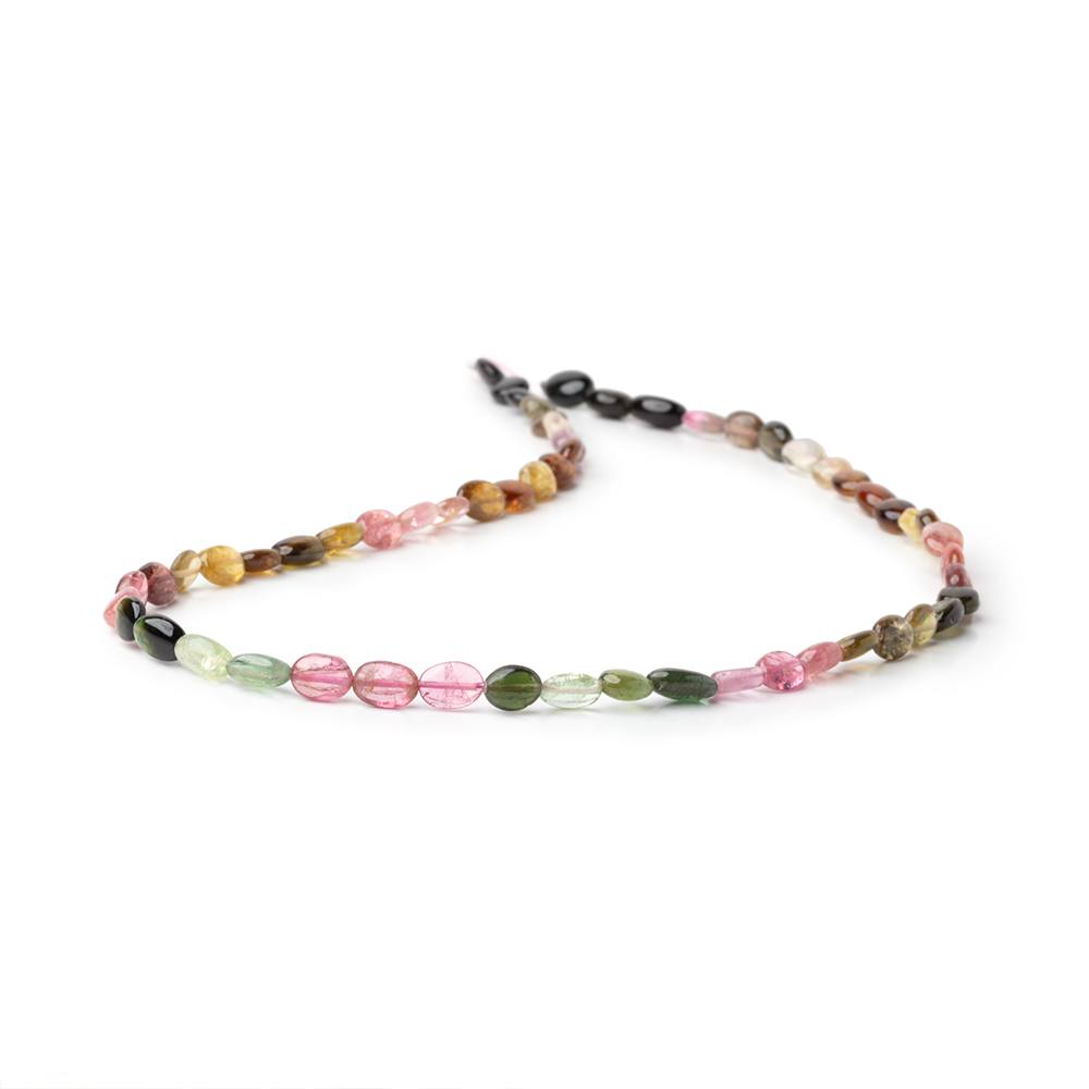 5x4-7x5mm Multi Color Tourmaline Plain Ovals 14.5 inch 56 Beads