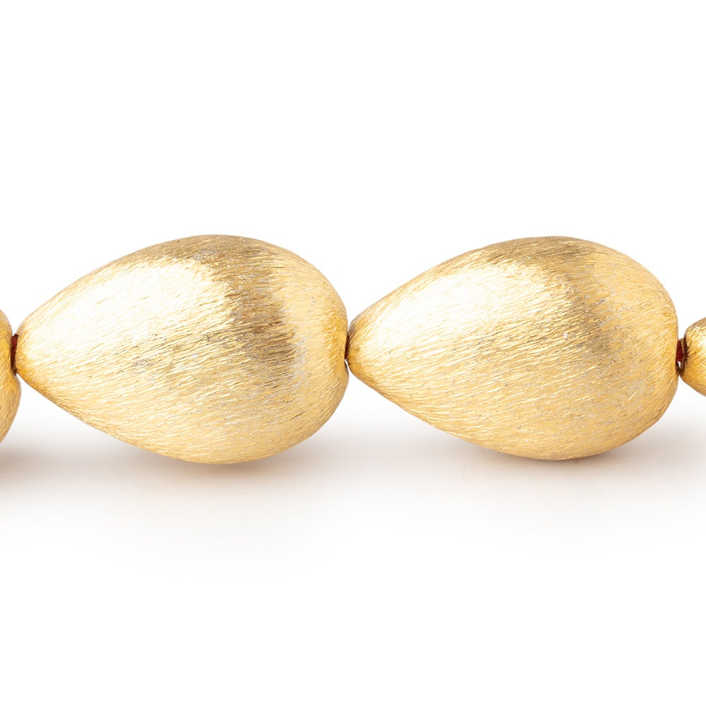 23x16mm 22kt Gold Plated Copper Brushed Puffy Pear Beads 8 inch 9 pieces