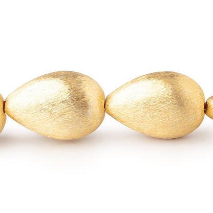 23x16mm 22kt Gold Plated Copper Brushed Puffy Pear Beads 8 inch 9 pieces