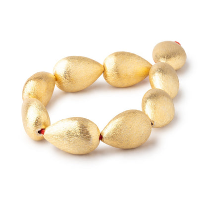 23x16mm 22kt Gold Plated Copper Brushed Puffy Pear Beads 8 inch 9 pieces