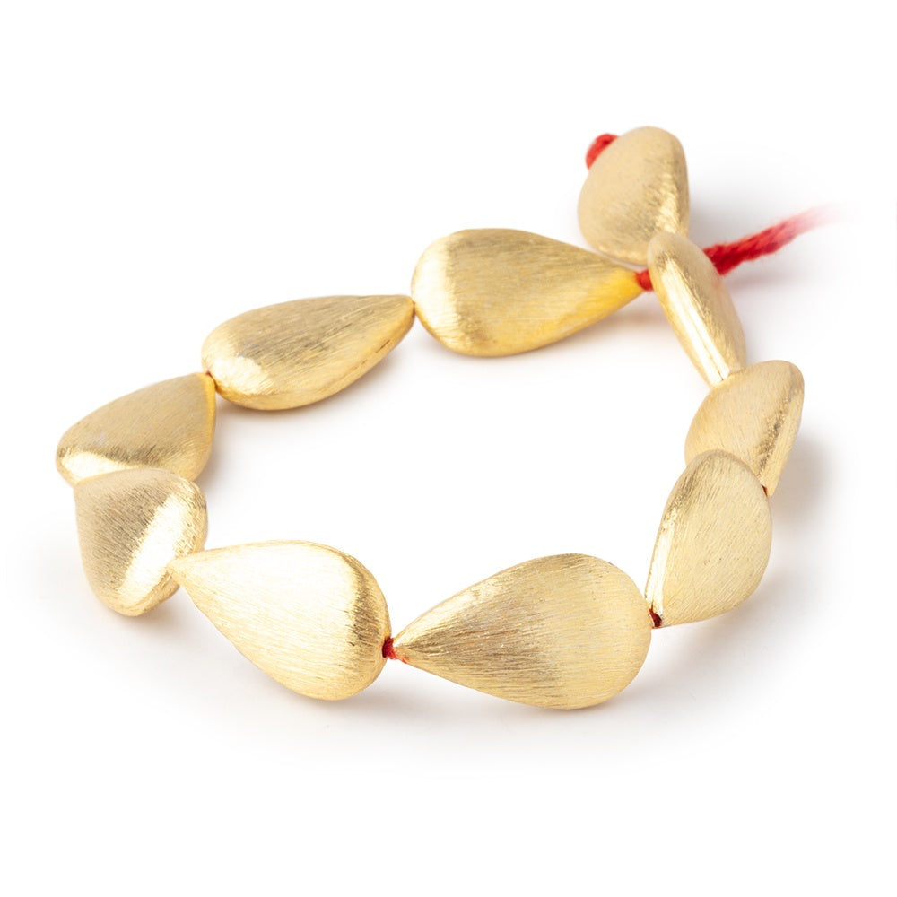 23x13mm 22kt Gold Plated Copper Brushed Pear 8 inch 9 Beads