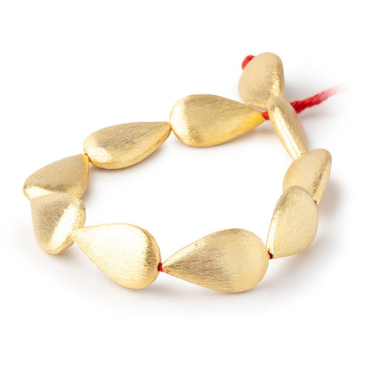 23x13mm 22kt Gold Plated Copper Brushed Pear 8 inch 9 Beads