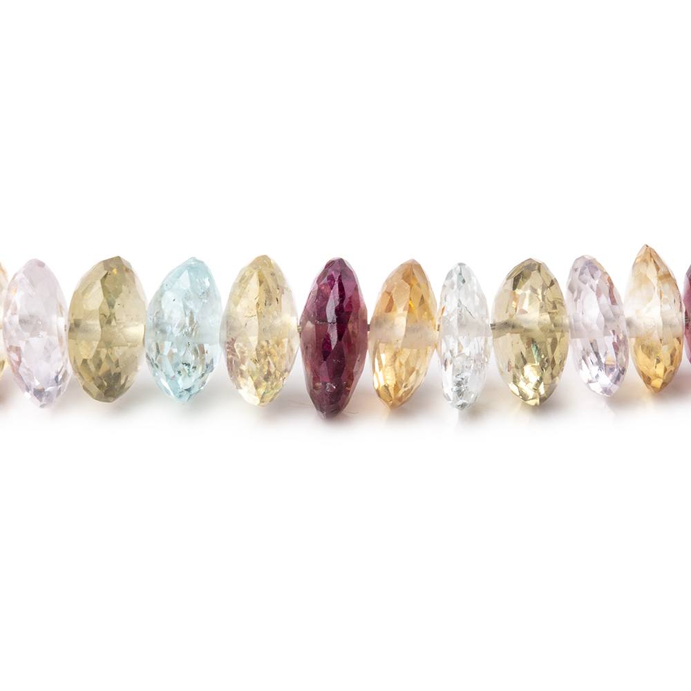 6-8mm Multi Gemstone German Faceted Rondelle Beads 14 inch 124 pieces AAA