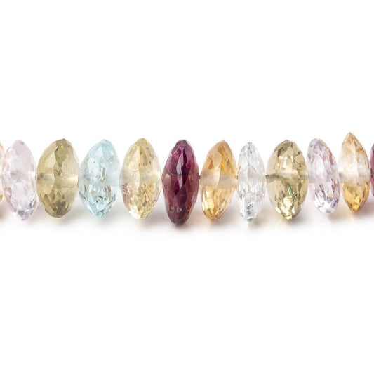 6-8mm Multi Gemstone German Faceted Rondelle Beads 14 inch 124 pieces AAA