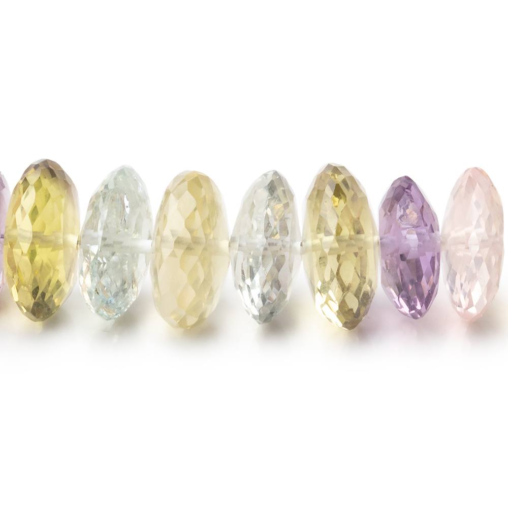 8-12mm Multi Gemstone German Faceted Rondelles 16 inch 93 Beads  AAA