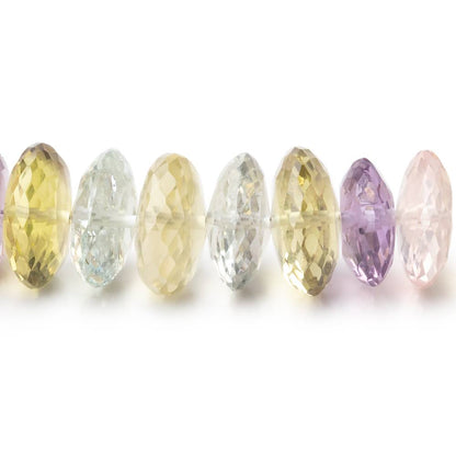 8-12mm Multi Gemstone German Faceted Rondelles 16 inch 93 Beads  AAA