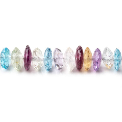 6-7mm Multi Gemstone German Faceted Rondelles 16 inch 150 Beads AAA