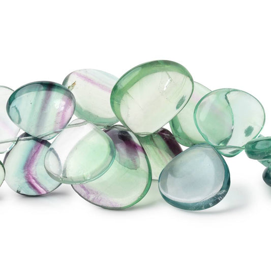 11-20mm Fluorite plain heart beads 7 inch 30 pieces