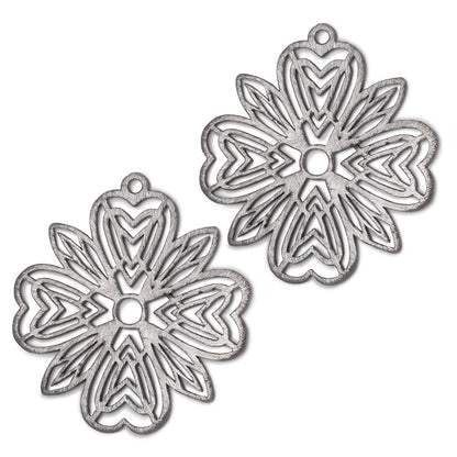41mm Brushed Filigree Flower Charm Set of 2 pieces