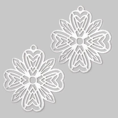 41mm Brushed Filigree Flower Charm Set of 2 pieces