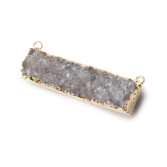41x11mm 22kt Gold Leafed Grey Quartz Drusy East West Connector 1 Focal Bead