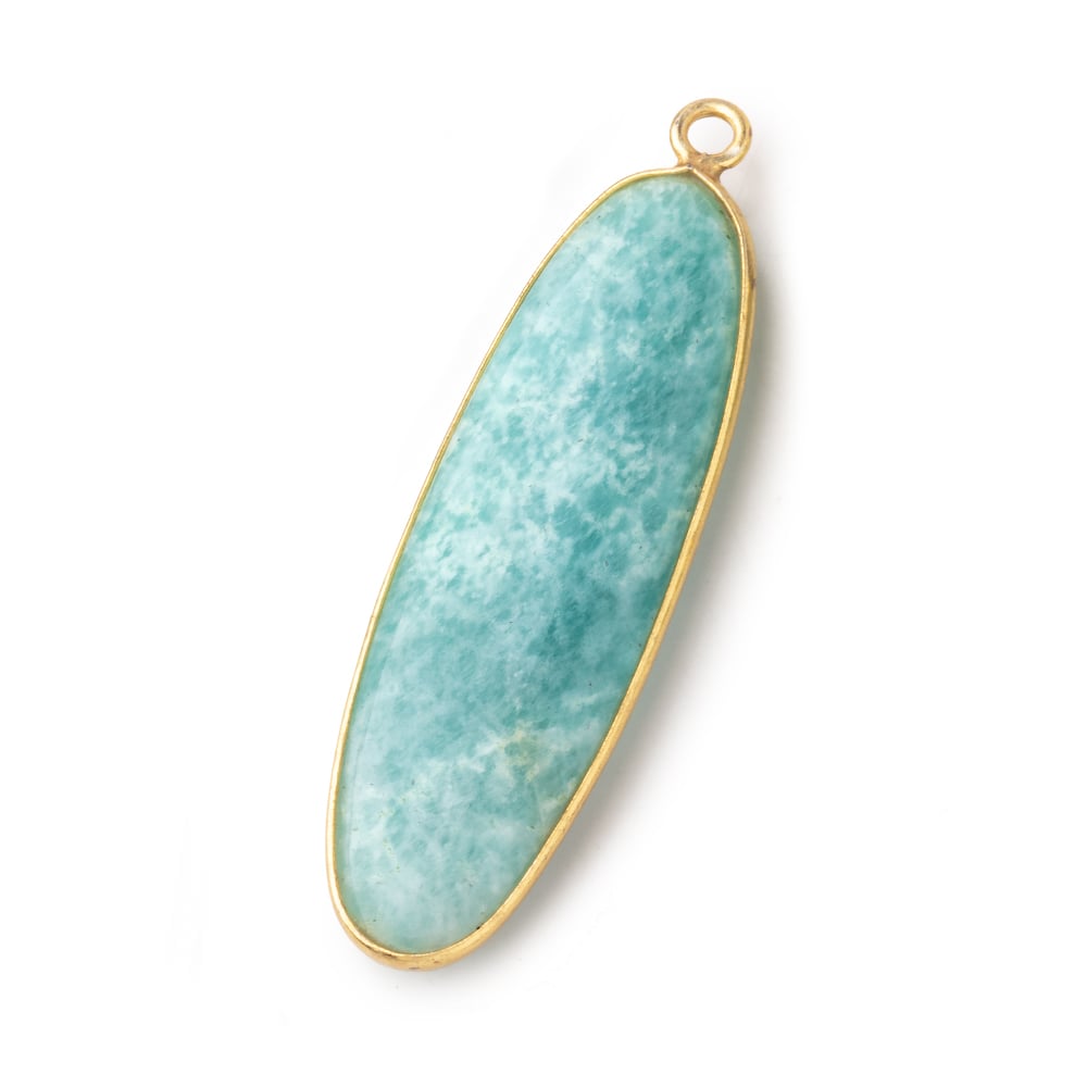 41x13mm Vermeil Bezel Amazonite Plain Oval Pendant 1 Focal Bead