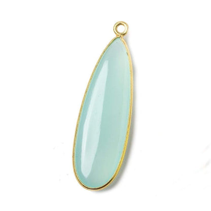 41x14mm Vermeil Bezel SeaBlue Chalcedony plain pear Pendant 1 focal bead
