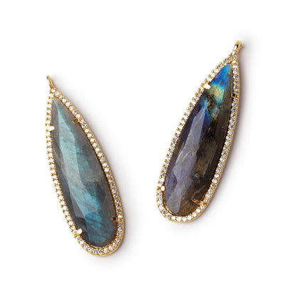 41x14mm Vermeil CZ Bezel Labradorite Pear Pendant 1 Focal