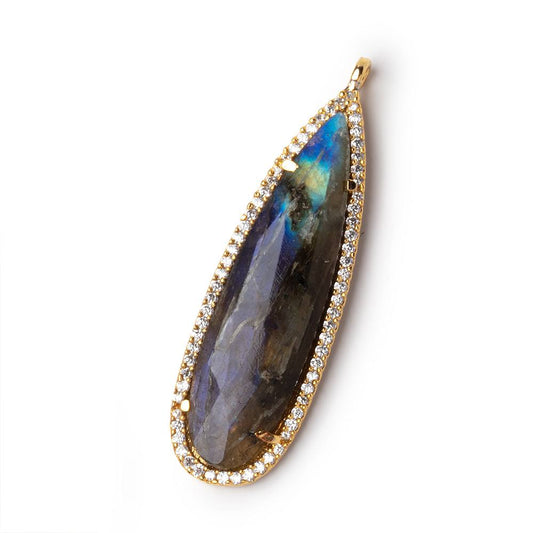 41x14mm Vermeil CZ Bezel Labradorite Pear Pendant 1 Focal