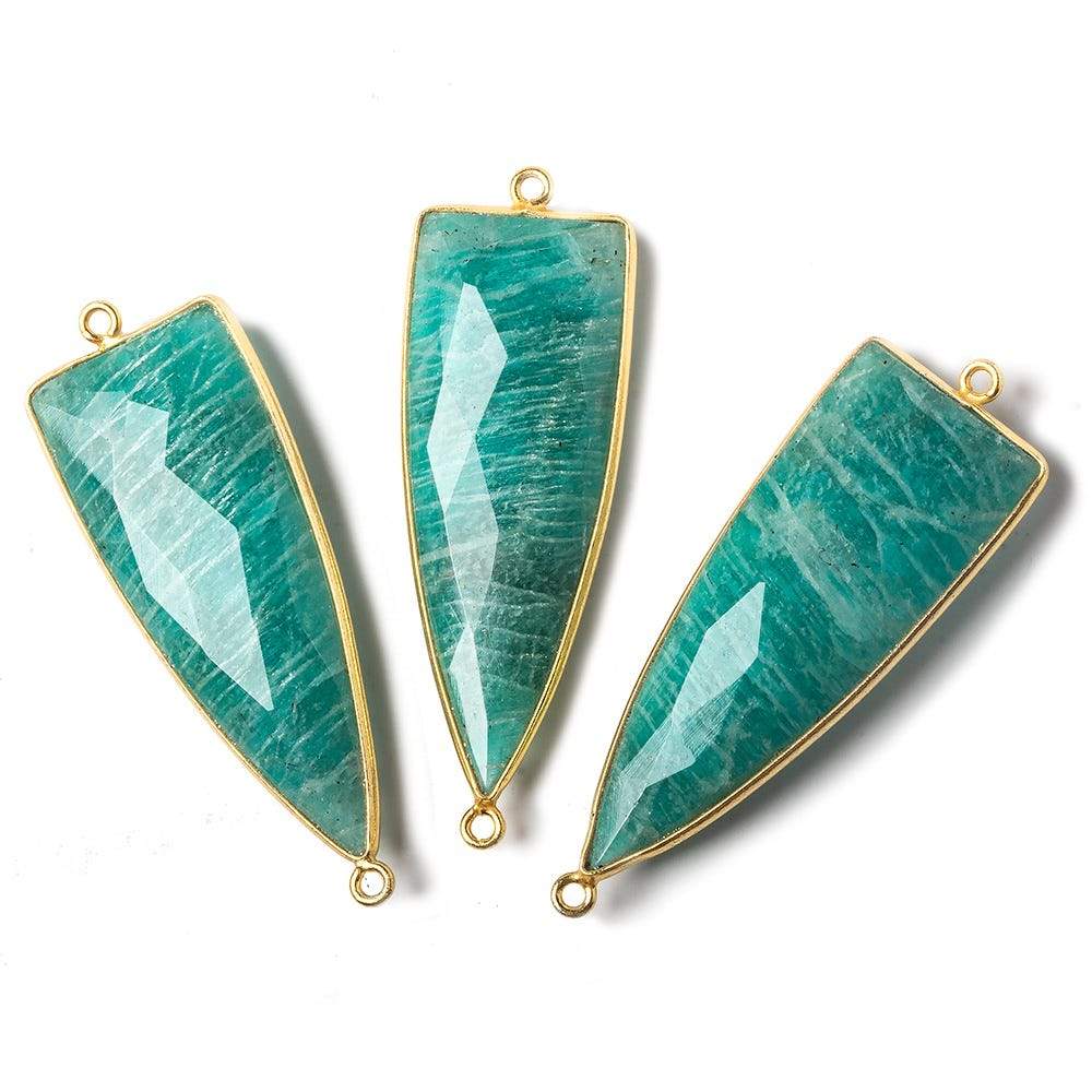 41x15mm Vermeil bezel Russian Amazonite faceted point Connector 1 piece