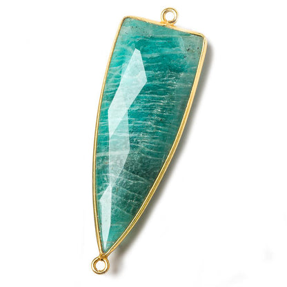 41x15mm Vermeil bezel Russian Amazonite faceted point Connector 1 piece