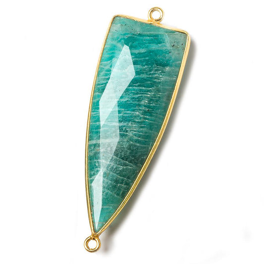 41x15mm Vermeil bezel Russian Amazonite faceted point Connector 1 piece