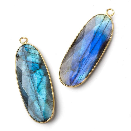 41x16mm Vermeil Bezel Labradorite faceted oval pendant 1 piece