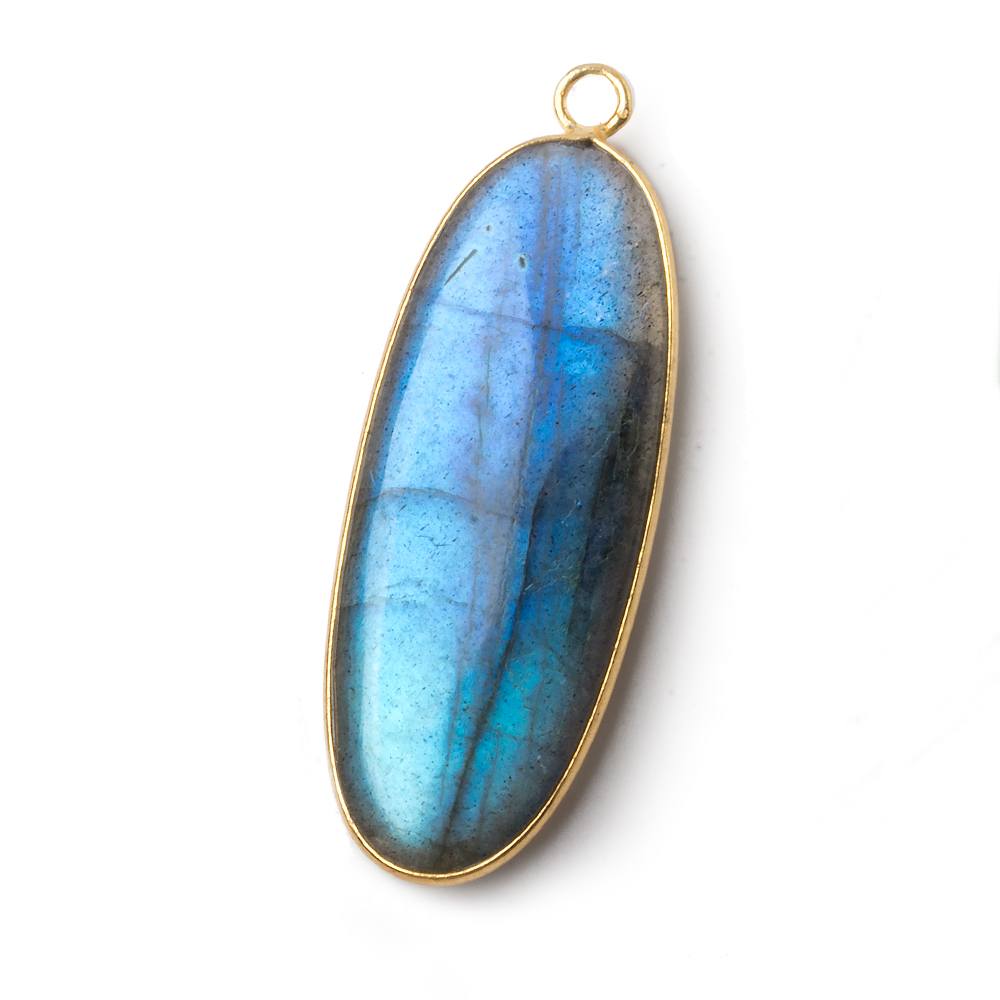 41x16mm Vermeil Bezel Labradorite plain oval pendant 1 piece