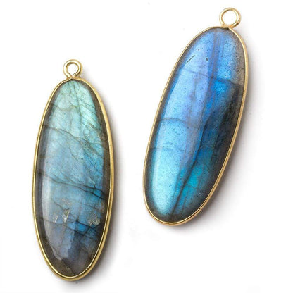 41x16mm Vermeil Bezel Labradorite plain oval pendant 1 piece