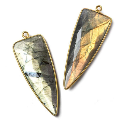 41x17mm Vermeil Bezeled Labradorite faceted point focal pendant 1 piece