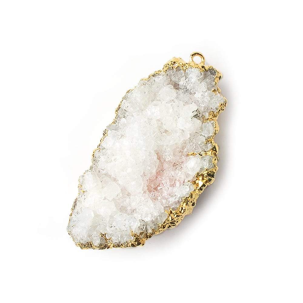 41x23mm 22kt Gold Leaf Edged Calcite Mineral Crystal Pendant 1 piece