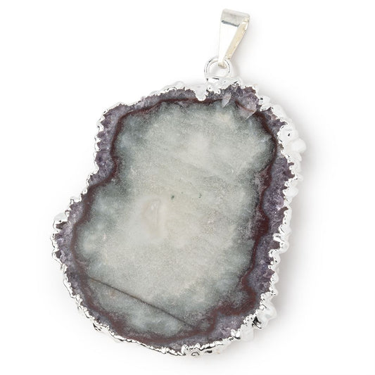41x36mm Silver Leafed Amethyst Solar Quartz Slice Pendant 1 focal piece