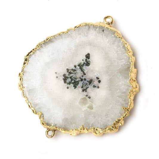 41x41mm 22kt Gold Leafed Natural Stalactite Solar Quartz Connector 1 piece