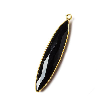 41x9x5mm Vermeil Bezel Black Chalcedony Elongated Marquise Pendant 1 pc