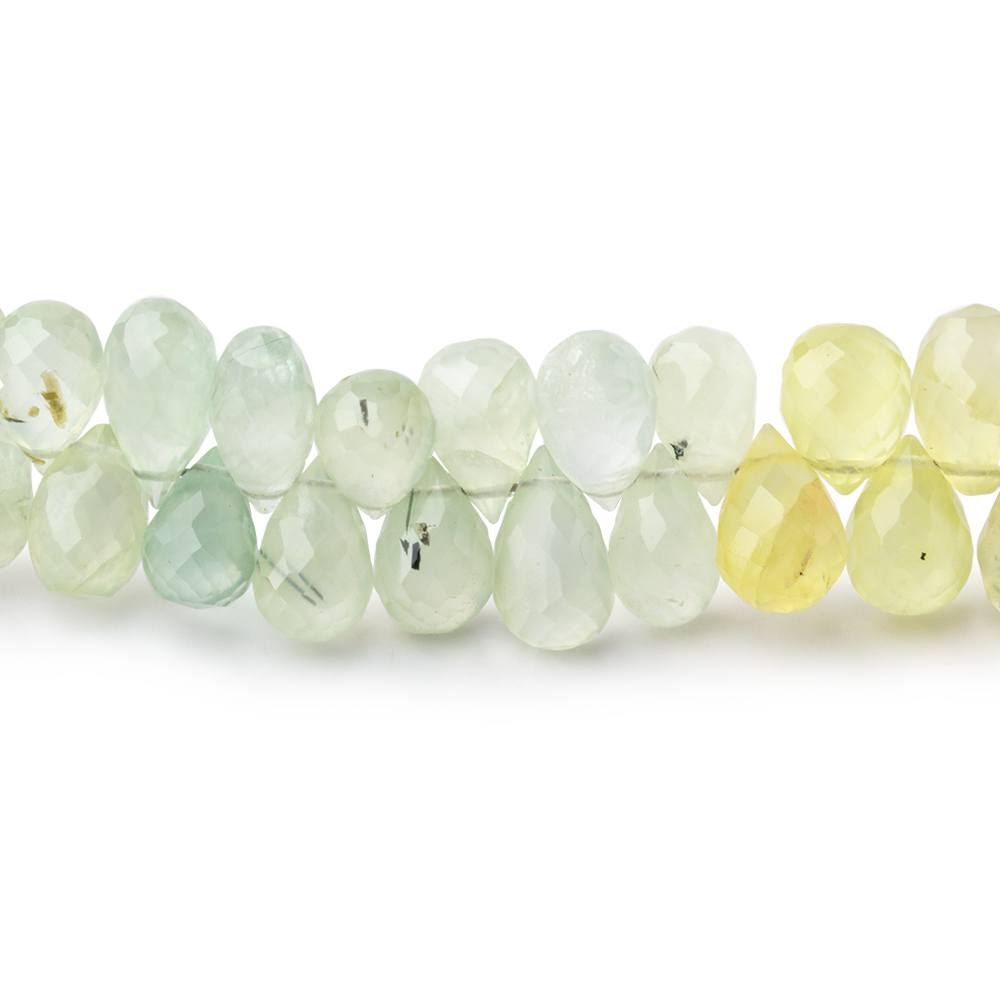 6-7mm Prehnite Tear Drop Briolette Beads 8 inch 81 pieces