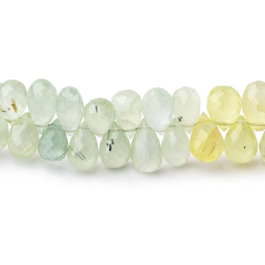 6-7mm Prehnite Tear Drop Briolette Beads 8 inch 81 pieces