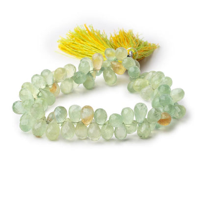 7-8mm Prehnite Tear Drop Briolette Beads 8 inch 74 pieces