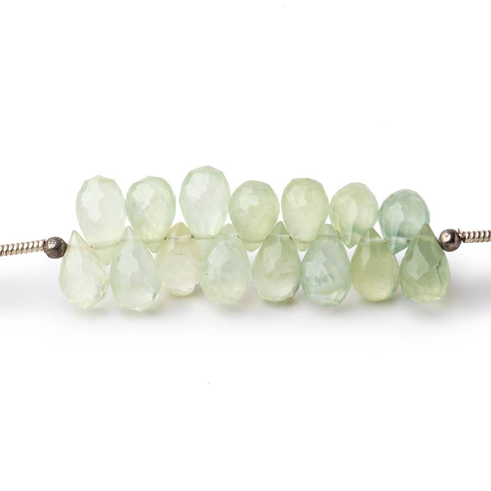 7-8mm Prehnite Tear Drop Briolette Beads 7 inch 61 pieces
