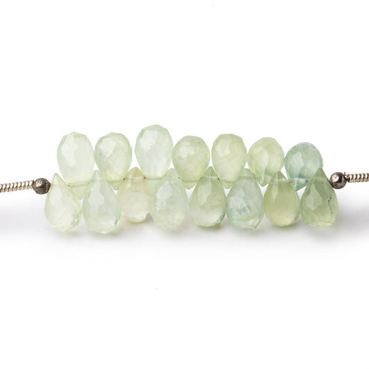 7-8mm Prehnite Tear Drop Briolette Beads 7 inch 61 pieces