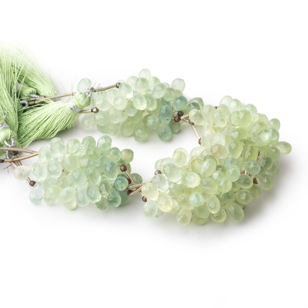 7-8mm Prehnite Tear Drop Briolette Beads 7 inch 61 pieces