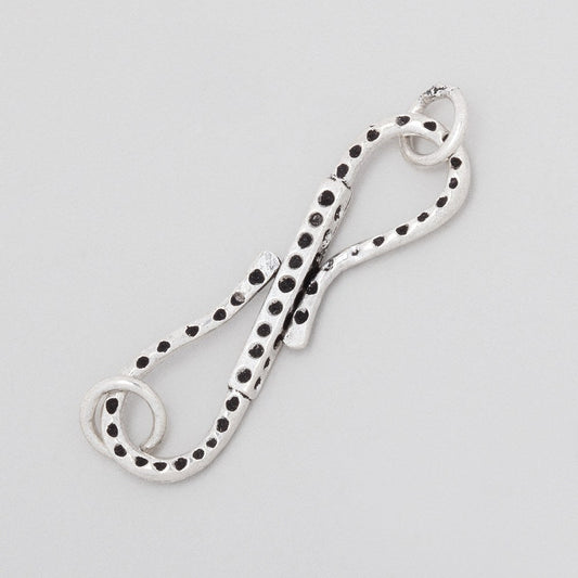 36x9.5mm Antiqued Sterling Silver Hammered S Hook 1 piece