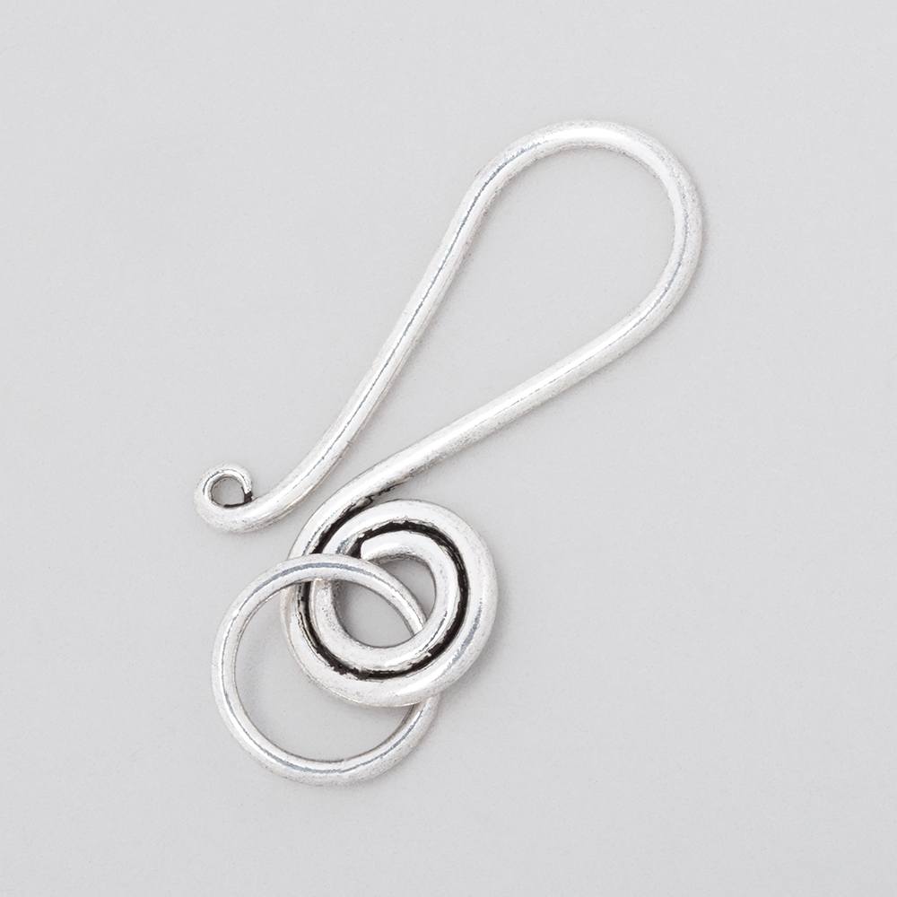 29x13mm Antiqued Sterling Silver Hook Swirl Design 1 piece