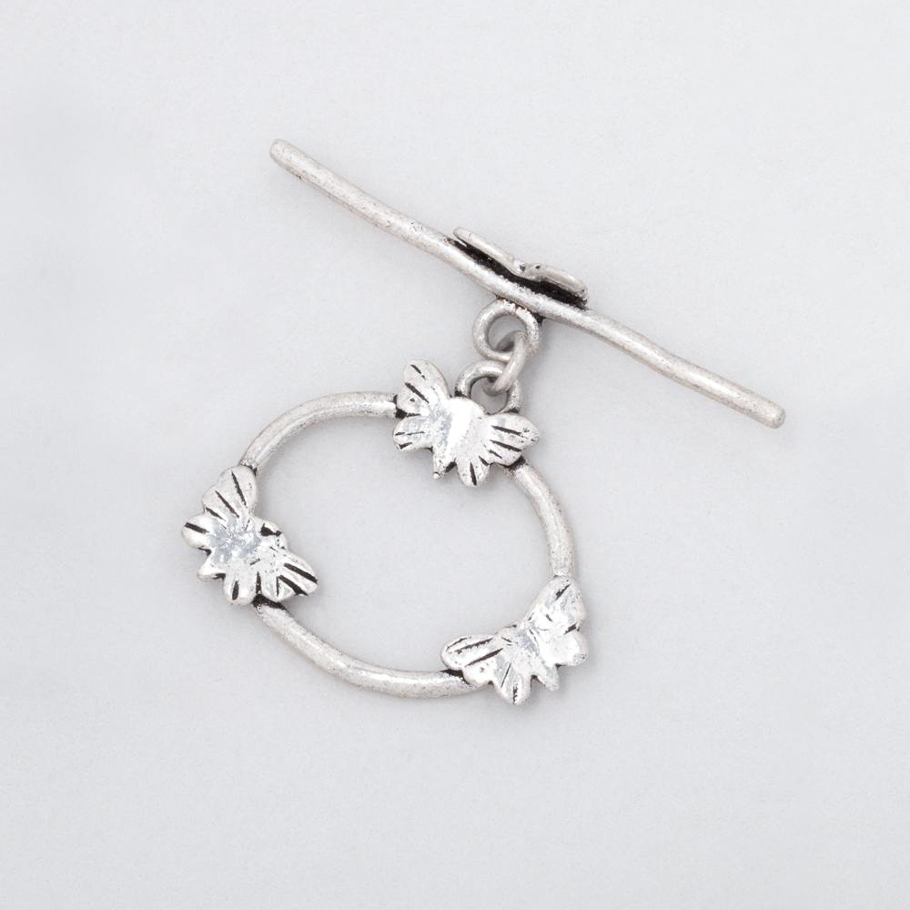 21x26mm Antiqued Sterling Silver Oval Butterfly Toggle 1 piece