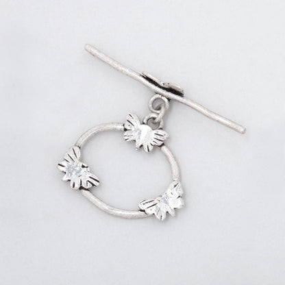 21x26mm Antiqued Sterling Silver Oval Butterfly Toggle 1 piece