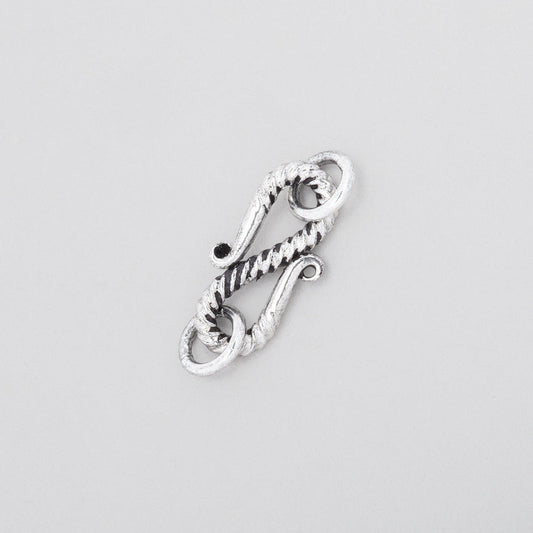 16x8mm Antiqued Sterling Silver Twisted S Hook 1 piece