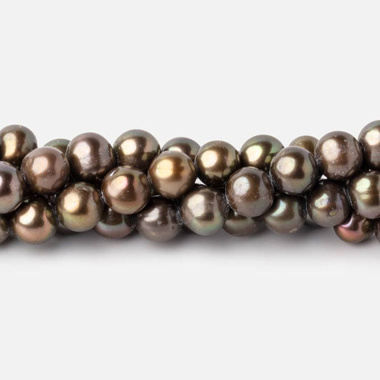 7x6mm Olive Green Off Round Freshwater Pearls 15 inch 58 pieces